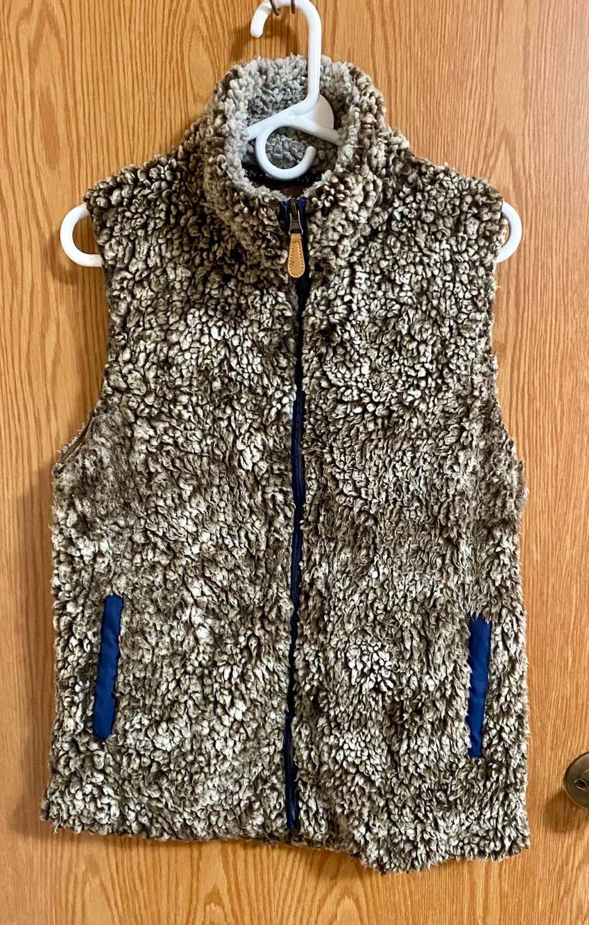 Simply Southern Women's Brown Sherpa Fleece Faux Fur Full Zip Vest Size Medium